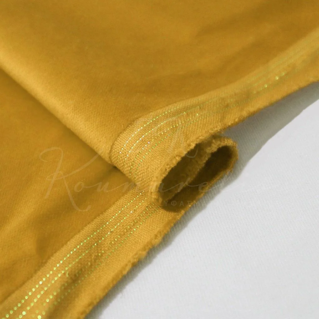 Βελούδο Βαμβακερό με χρυσή ούγια - Χρυσό Μουσταρδί - 2