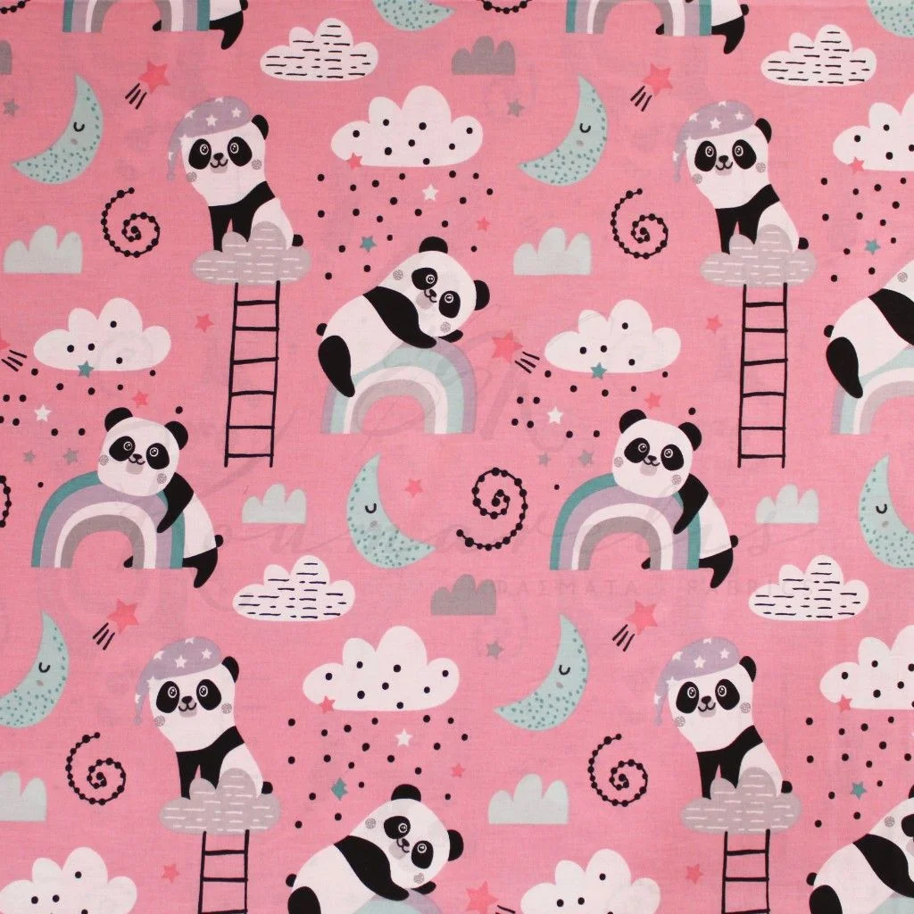 Panda bears on a pink background