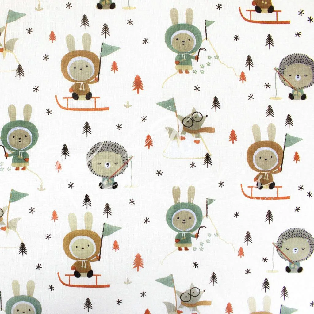 Ποπλίνα 100% Βαμβάκι  - Ζωάκια Εσκιμώοι - 1