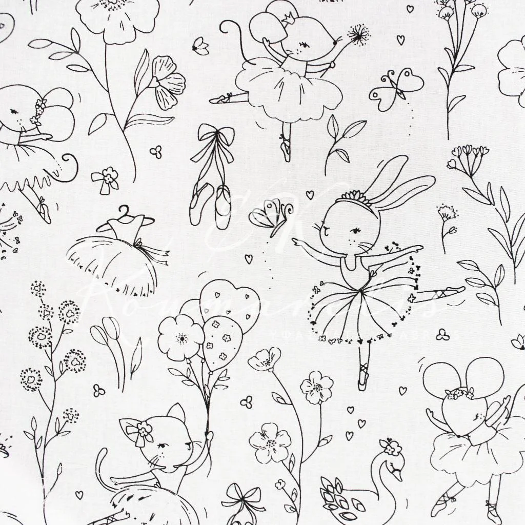 Ποπλίνα Color Me 100% Βαμβάκι - Ζωάκια Μπαλαρίνες - 2