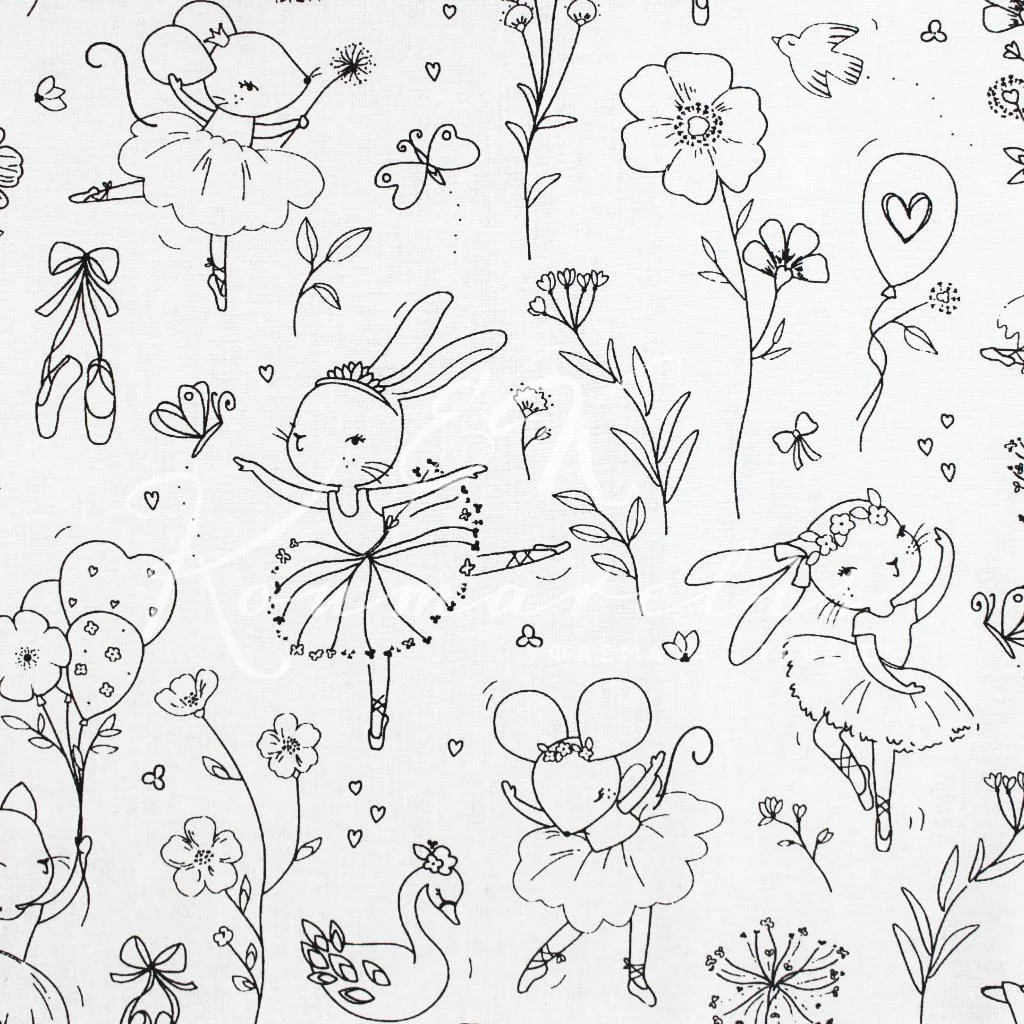 Ποπλίνα Color Me 100% Βαμβάκι - Ζωάκια Μπαλαρίνες - 1