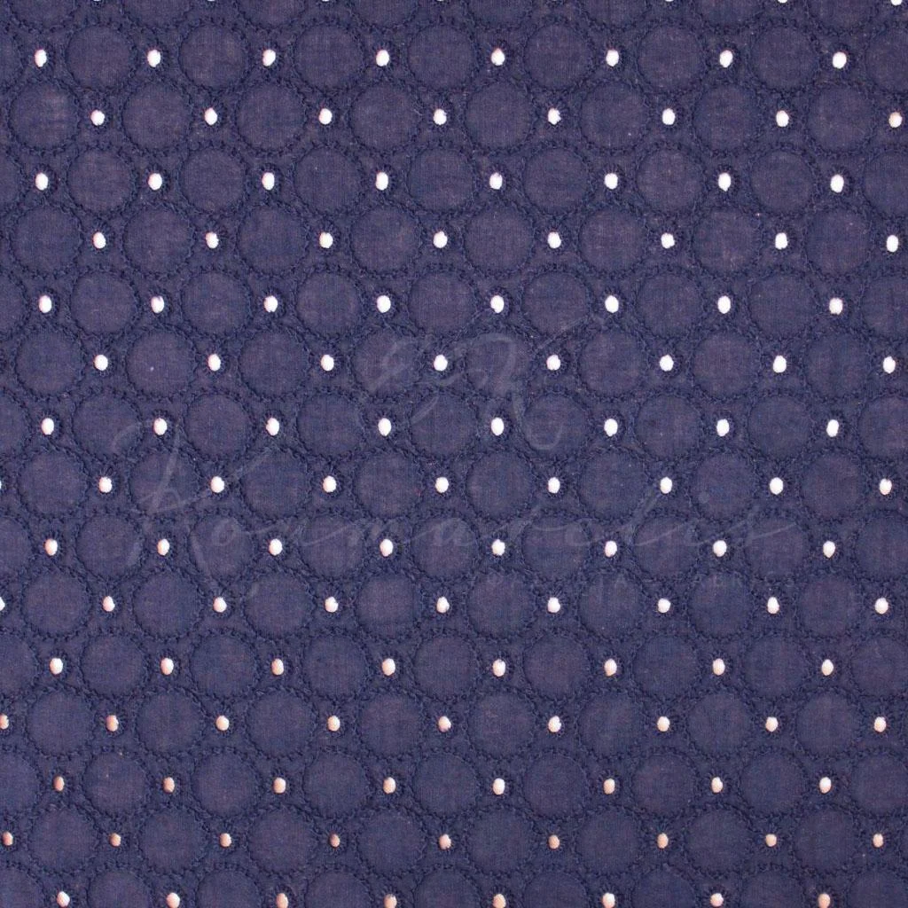 Βαμβακερό Μπροντερί - Μπλε Navy - 1
