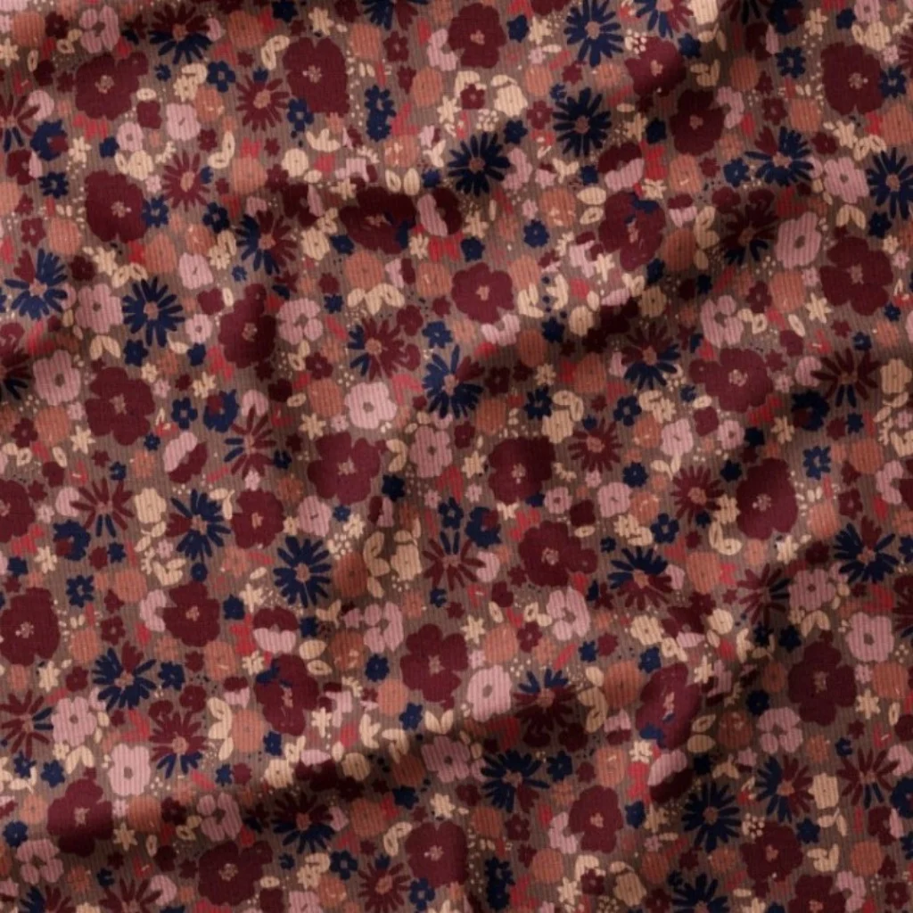 Corduroy 1000 Stripes -Dusty Pink Floral - 1