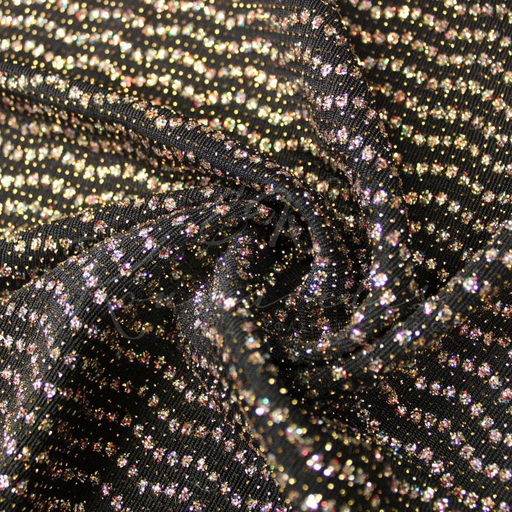 Πλεκτό Λούρεξ – Μαύρο με Χρυσό Glitter - 1