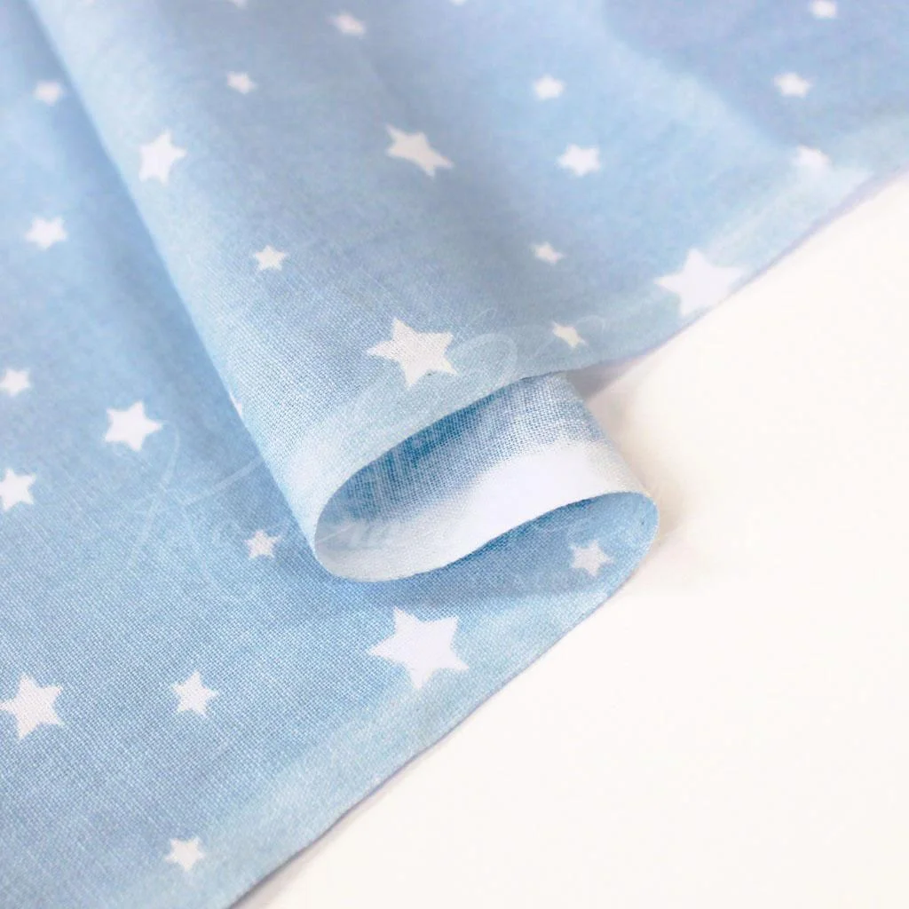 Σεντονόπανο 100% Βαμβάκι - Αστεράκια Ασύμμετρα Σιελ - 2