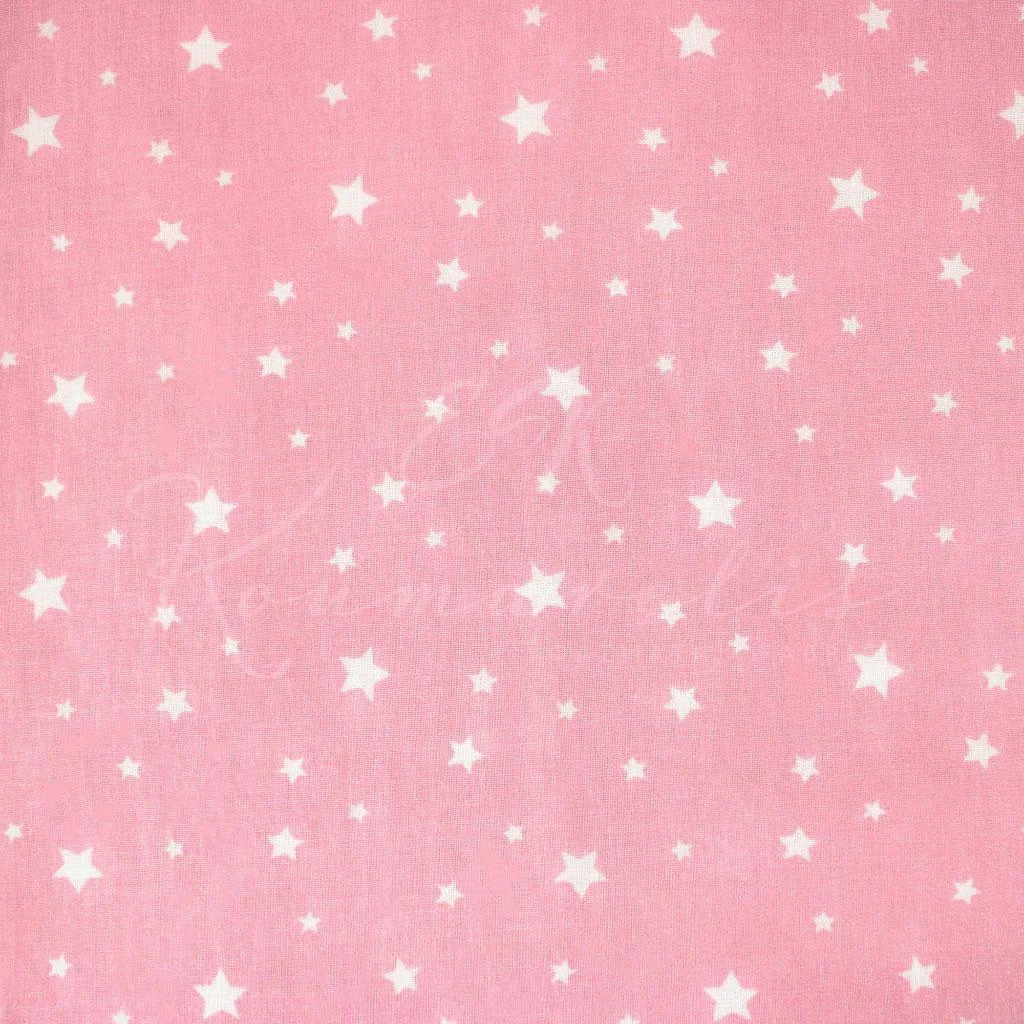 Σεντονόπανο 100% Βαμβάκι - Αστεράκια Ασύμμετρα Ροζ - 1