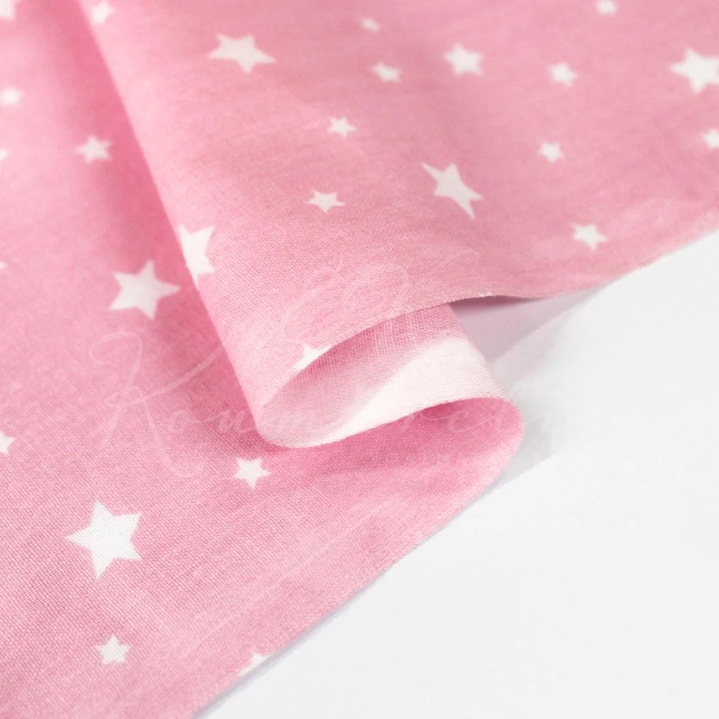 Σεντονόπανο 100% Βαμβάκι - Αστεράκια Ασύμμετρα Ροζ - 2
