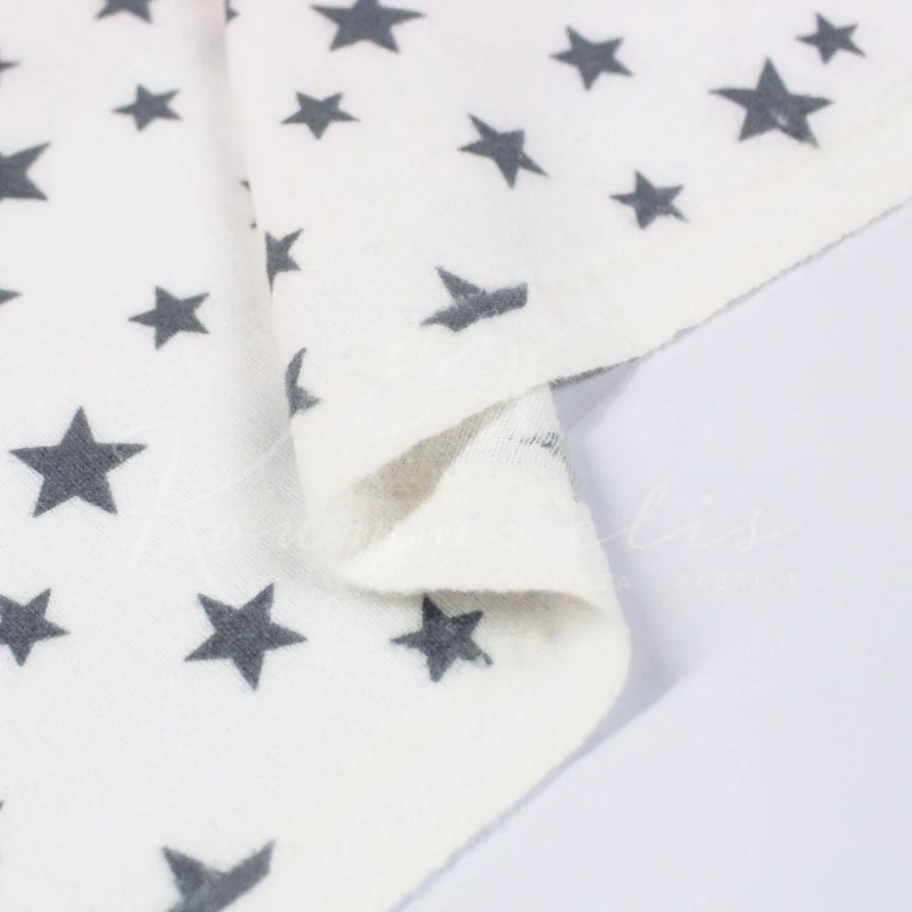 Βαμβακερή Φανέλα - Αστεράκια Γκρι σε Λευκό Φόντο - 2
