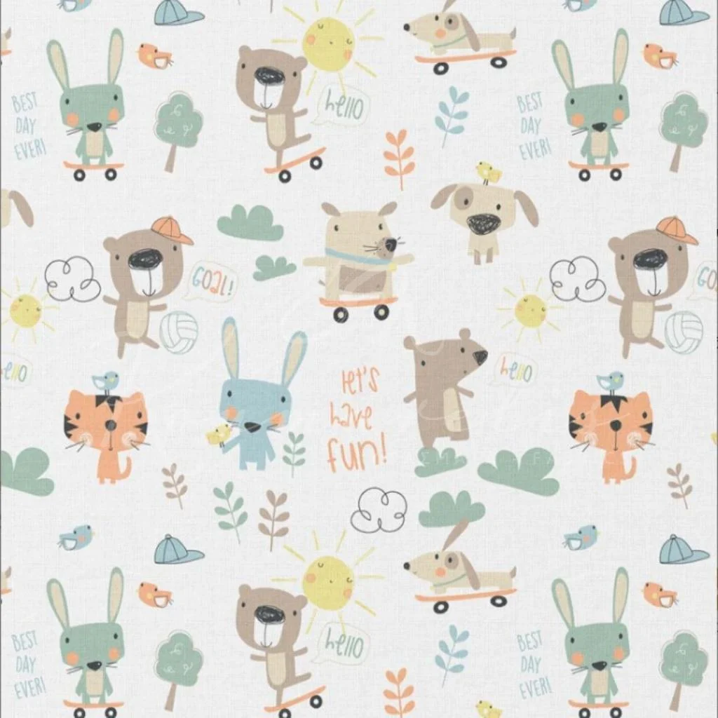 Ποπλίνα 100% Βαμβάκι - Ζωάκια “Lets Have Fun” - 1