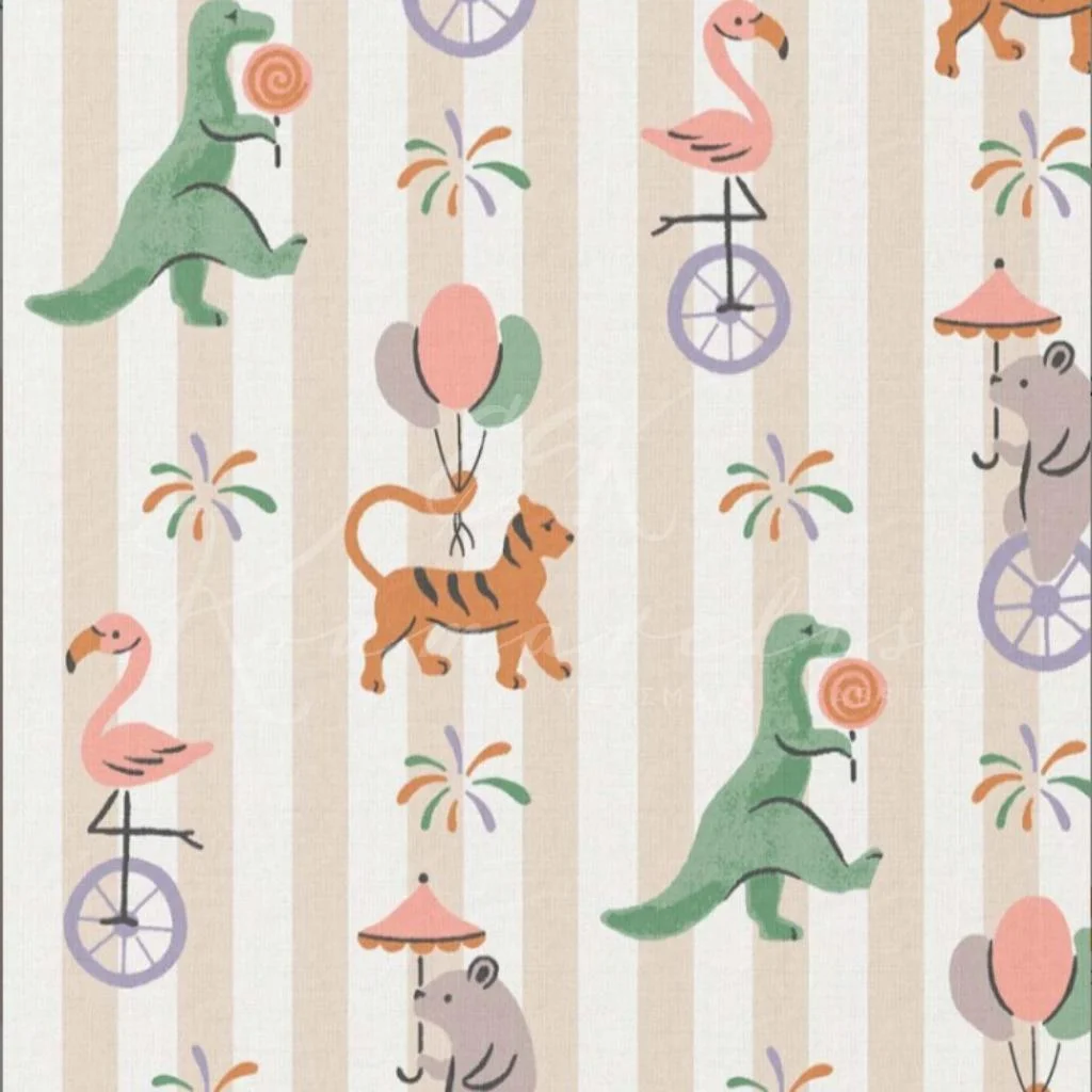 Ποπλίνα 100% Βαμβάκι - Ζωάκια στο Τσίρκο - 1