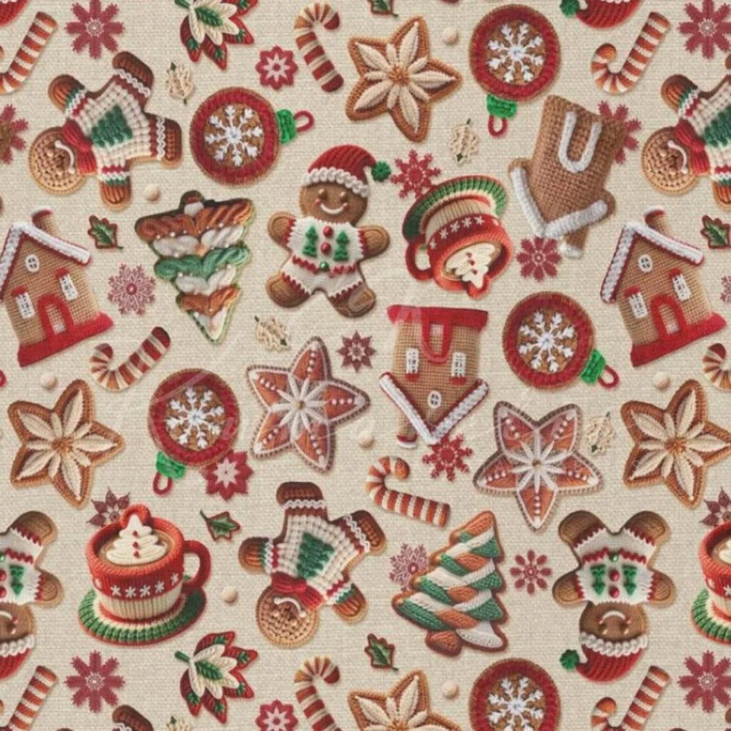 Ποπλίνα 100% Βαμβάκι - Χριστουγεννιάτικα Μπισκότα - 1
