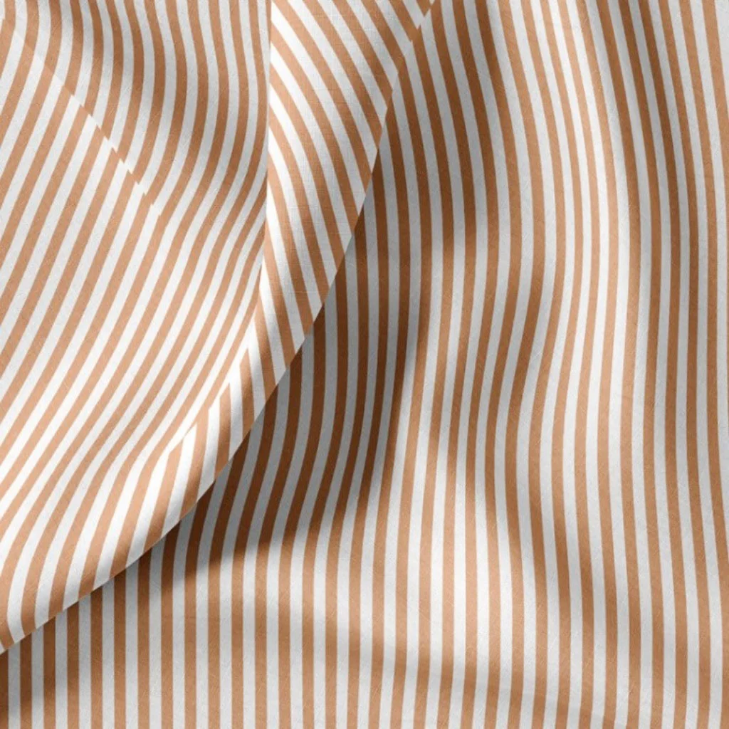 Poplin 100% Cotton - White/Brown Striped - 2