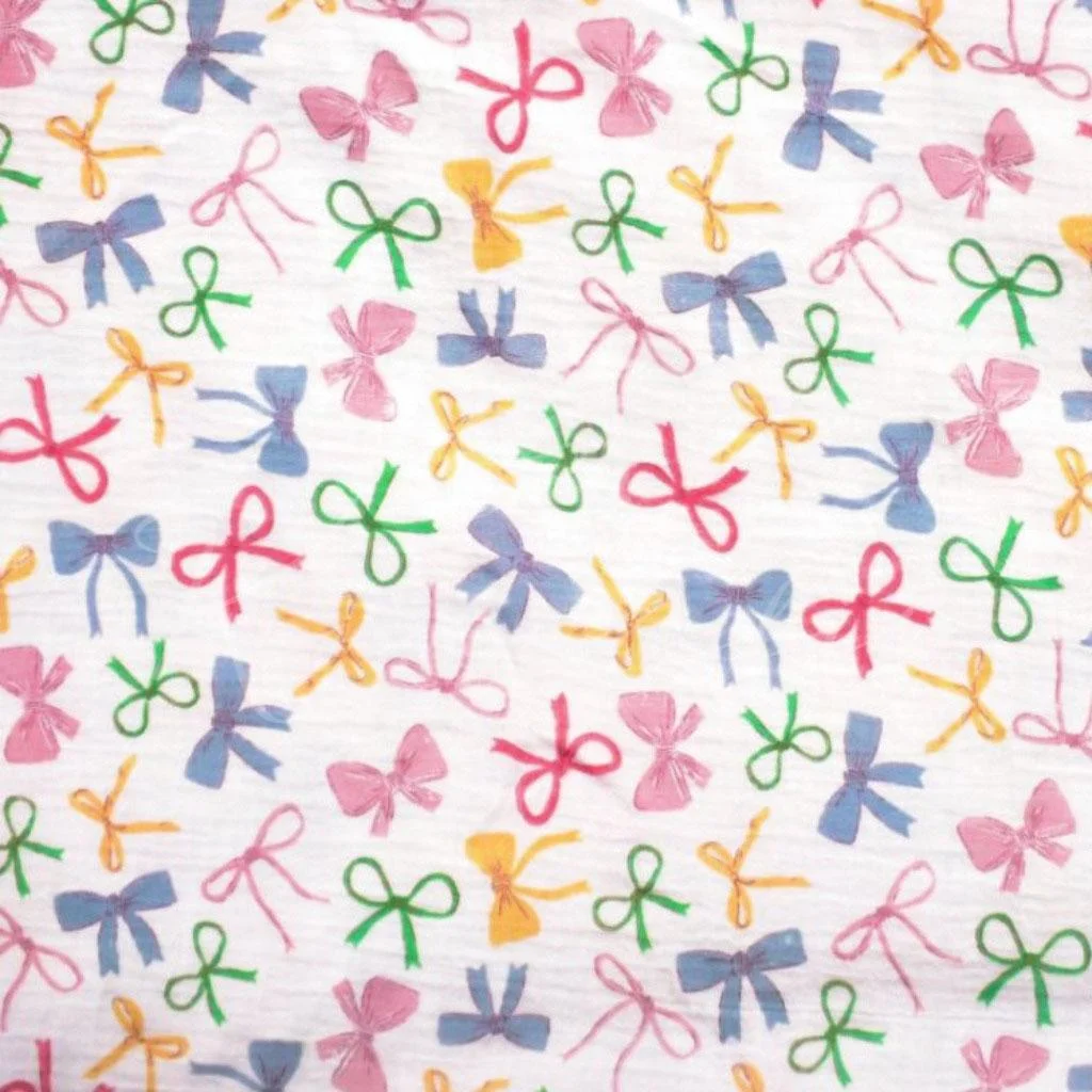 Double Gauze - Colorful Bows - 1