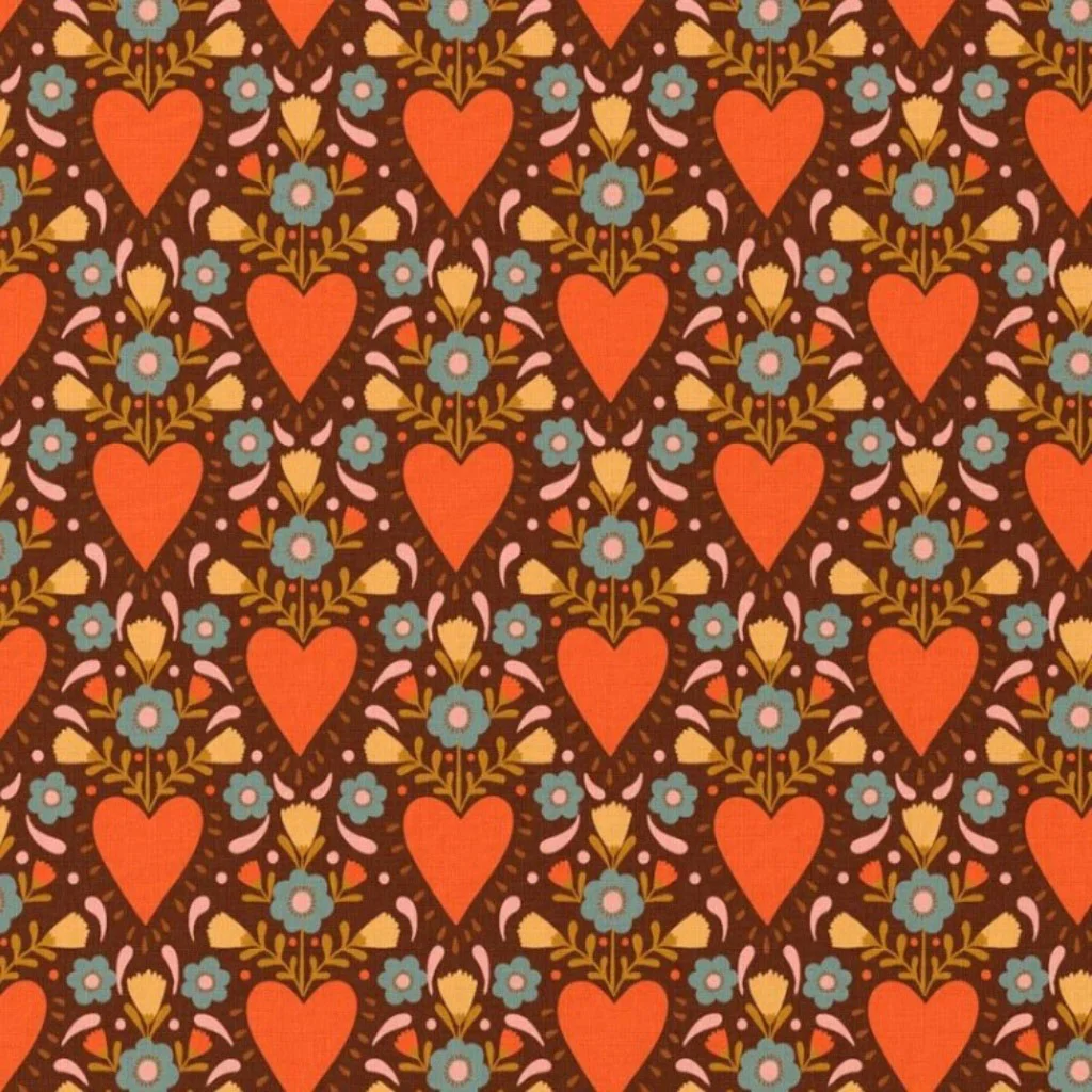 Poplin 100% Cotton - Floral Hearts - 1