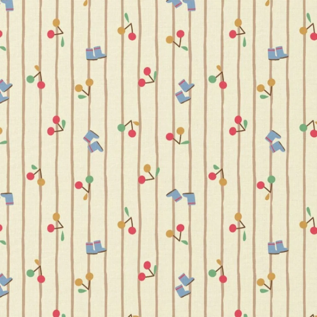 Ποπλίνα 100% Βαμβάκι - Κερασάκια και Γαλότσες - 1