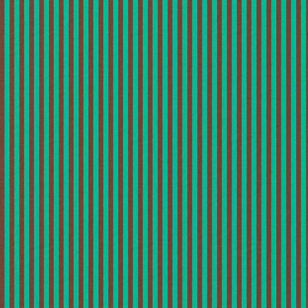 Poplin 100% Cotton - Petrol/Brown Striped - 1