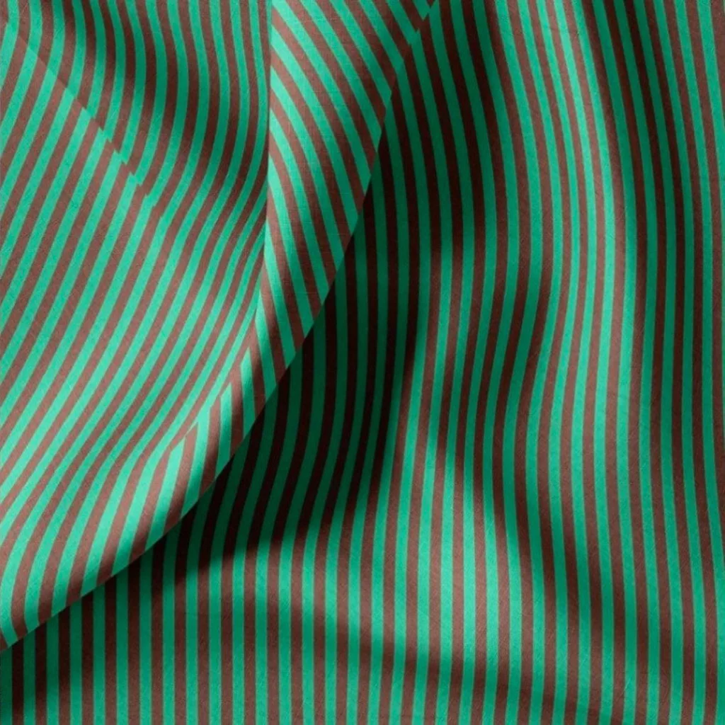 Poplin 100% Cotton - Petrol/Brown Striped - 2