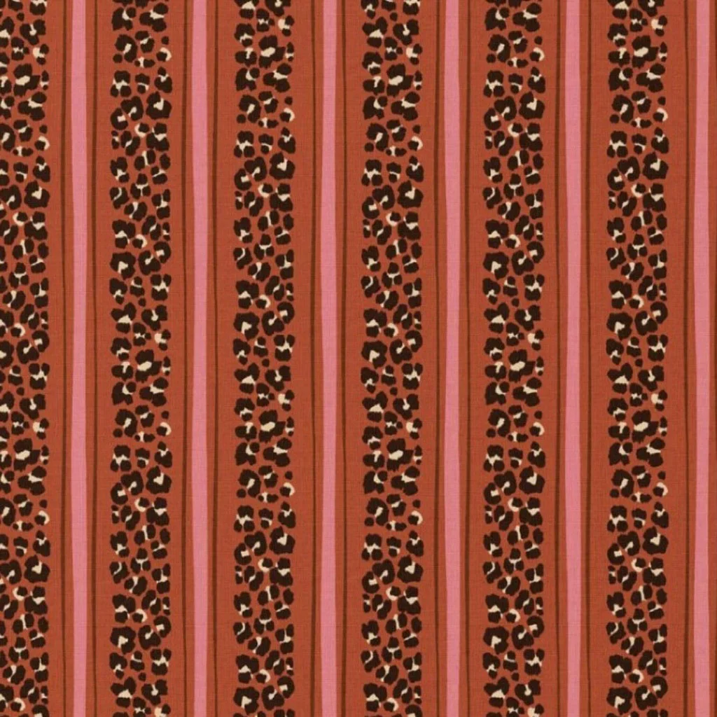 Ποπλίνα 100% Βαμβάκι - Leopard Ριγέ Τερακότα - 1