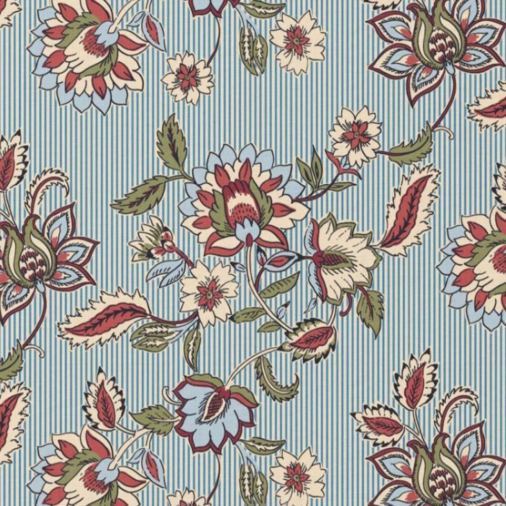 Poplin 100% Cotton - Retro Floral Stripes - 1