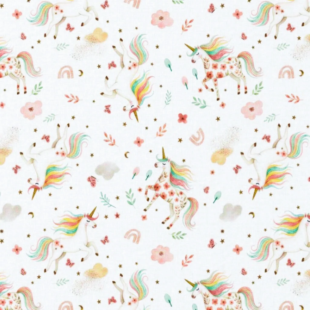 Poplin 100% Cotton - Rainbow Unicorns - 1