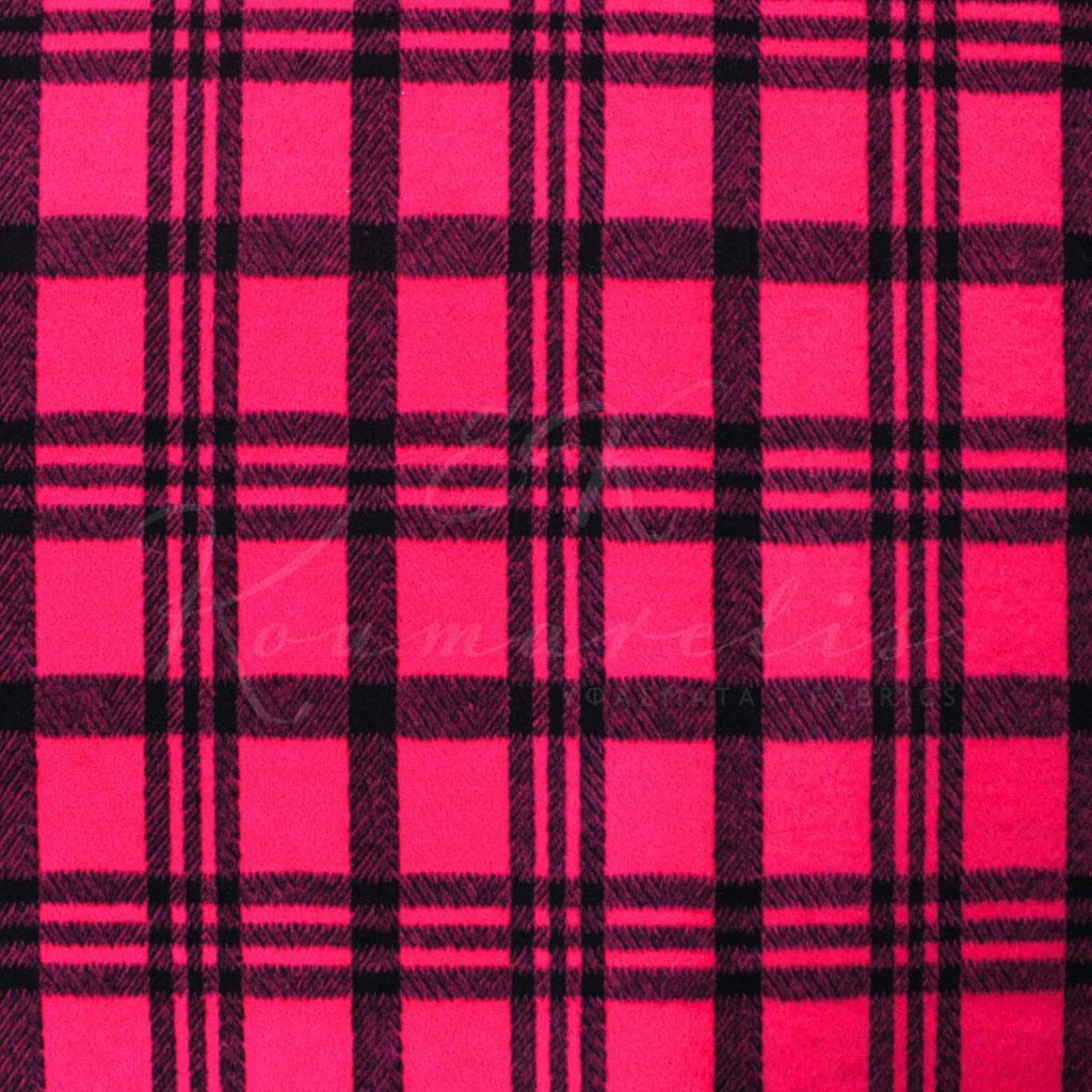 Παλτόπανο Βελούρ Ελαστικό - Καρό Φούξια - 1