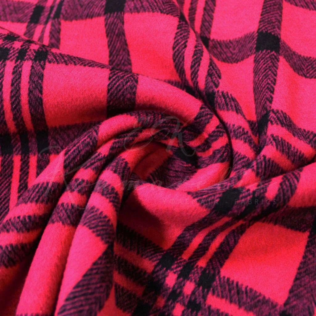 Παλτόπανο Βελούρ Ελαστικό - Καρό Φούξια - 2