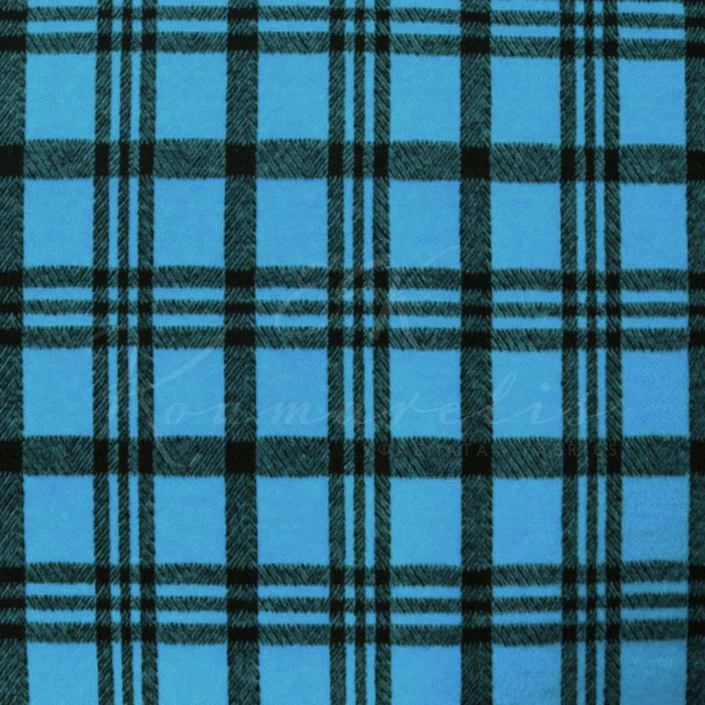 Παλτόπανο Βελούρ Ελαστικό - Καρό Τυρκουάζ - 1