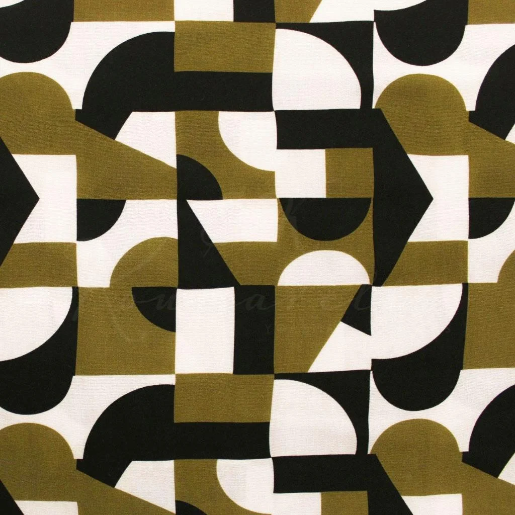Viscose – Geometric Olive - 1