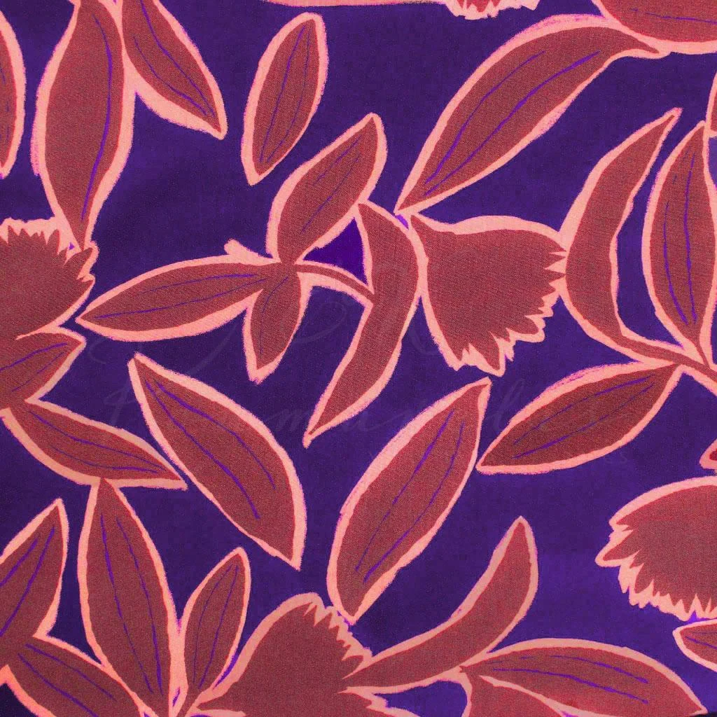 Βισκόζ - Καφέ φύλλα σε μώβ φόντο - 1