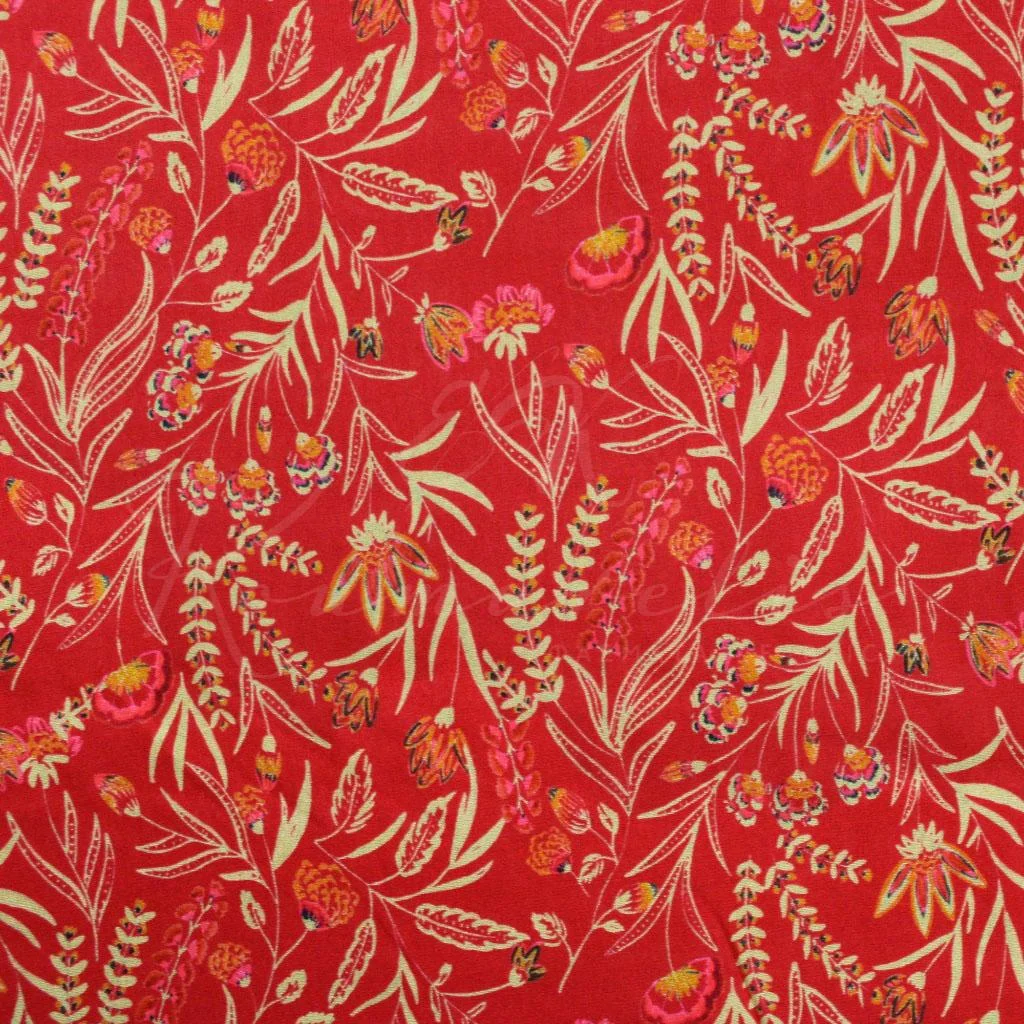Viscose – Red/Pink Floral - 1