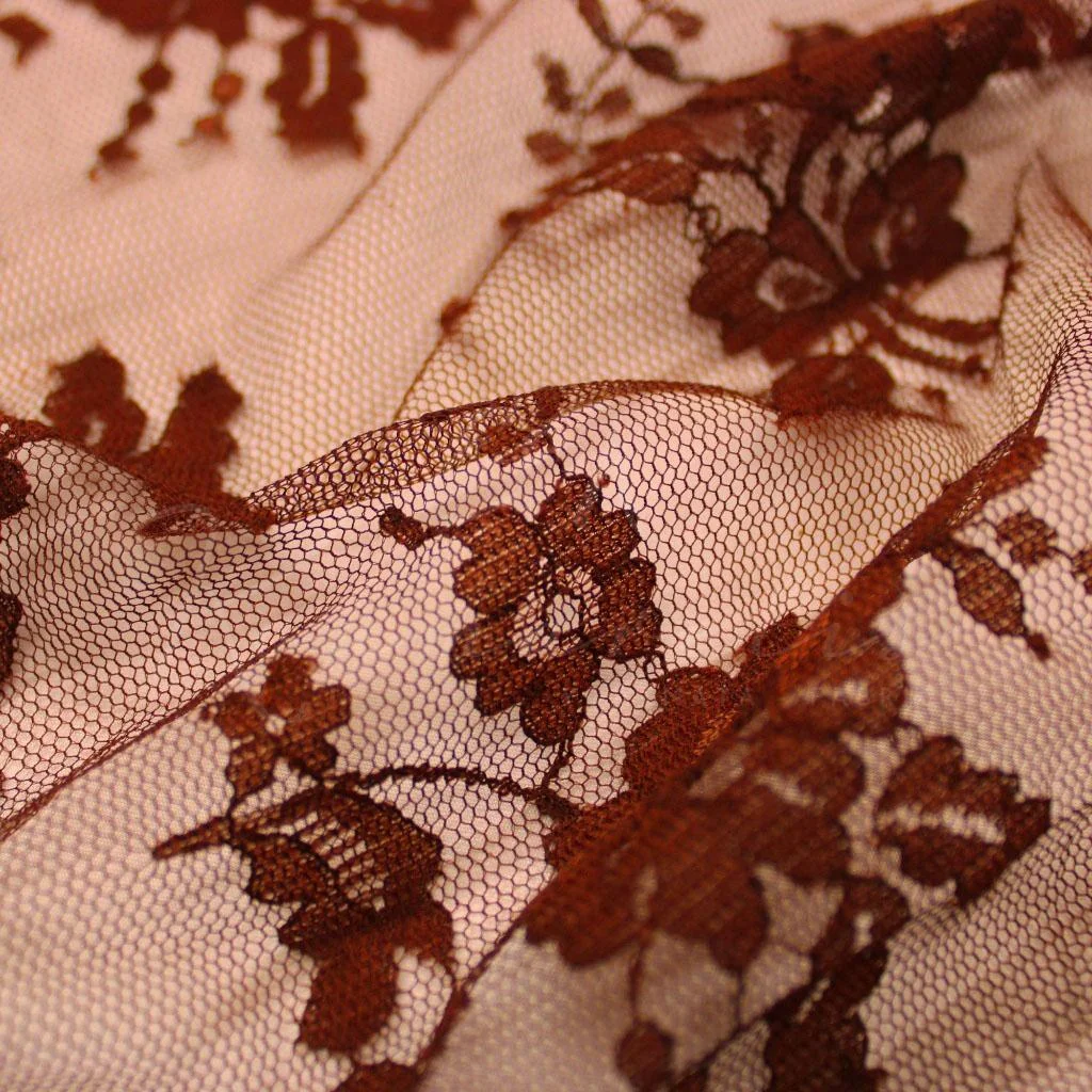 Chantilly-Style Lace - Brown - 4