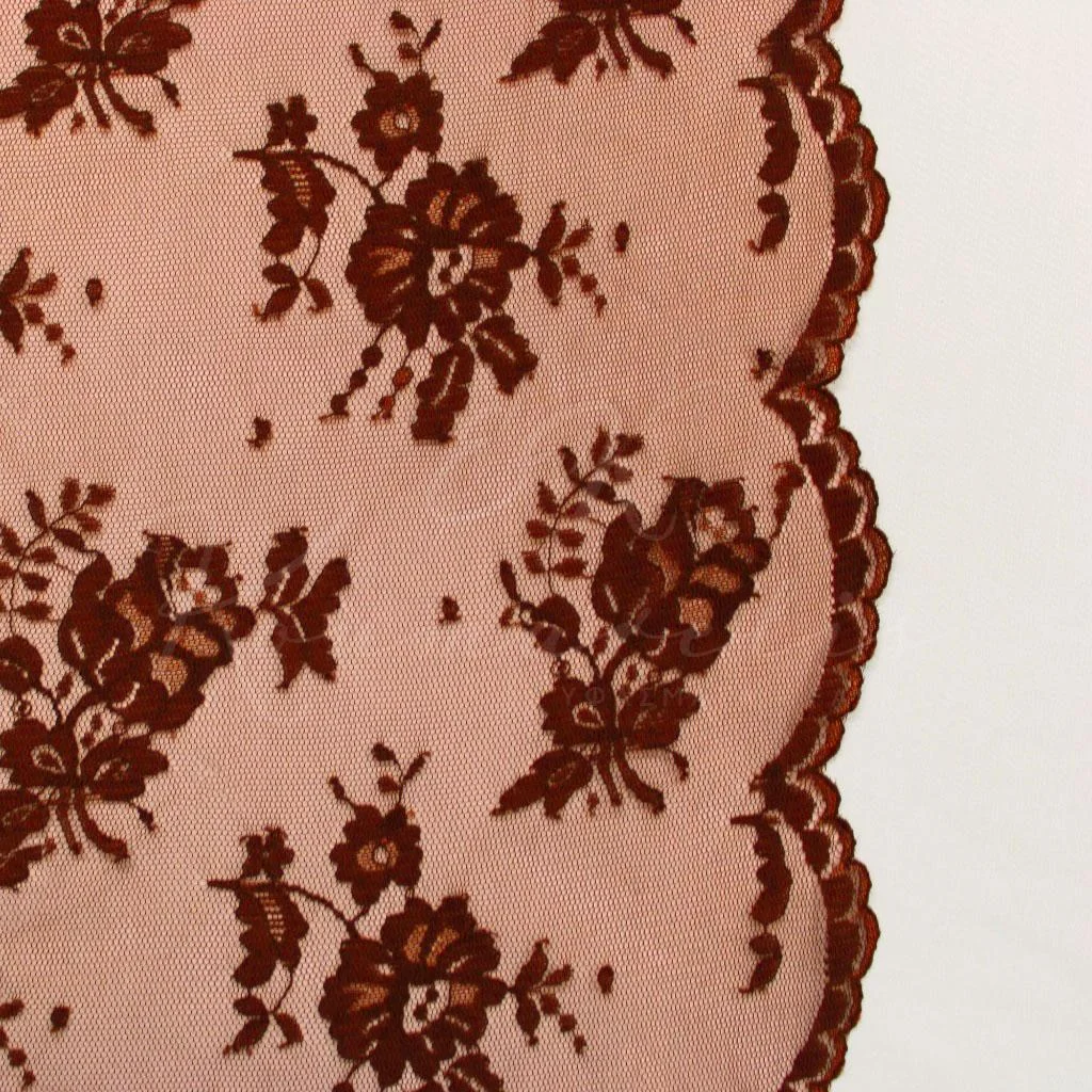 Chantilly-Style Lace - Brown - 2