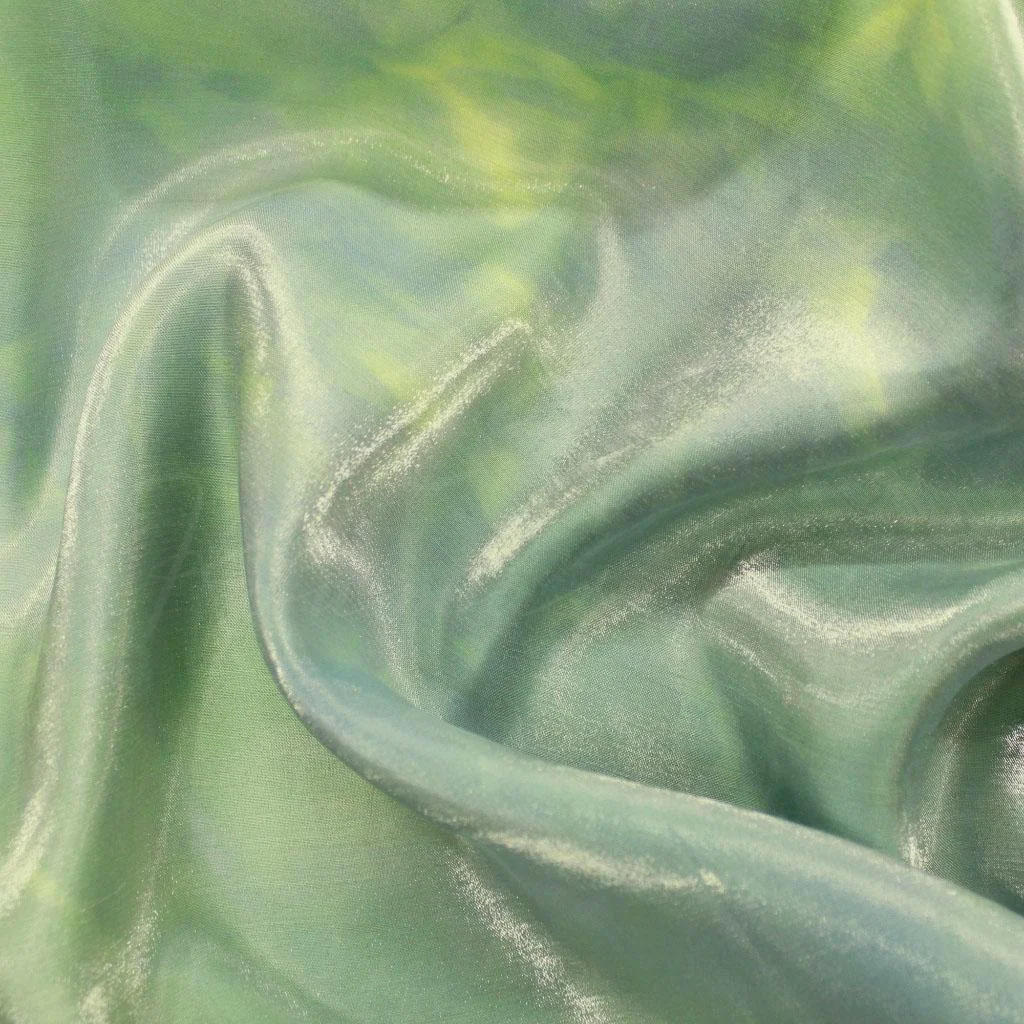 Charmeuse Satin - Pistachio Green Tie Dye - 1