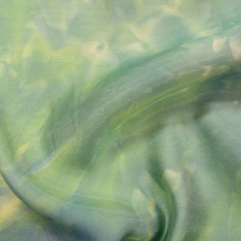 Charmeuse Satin - Pistachio Green Tie Dye - 3