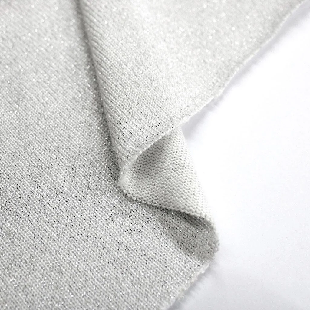 Lurex Knit - Pearl grey with silver thread - 2