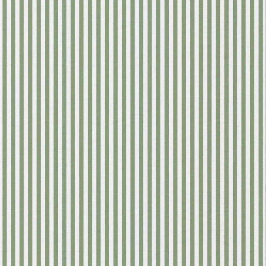 Poplin 100% Cotton - White/Green Striped - 1