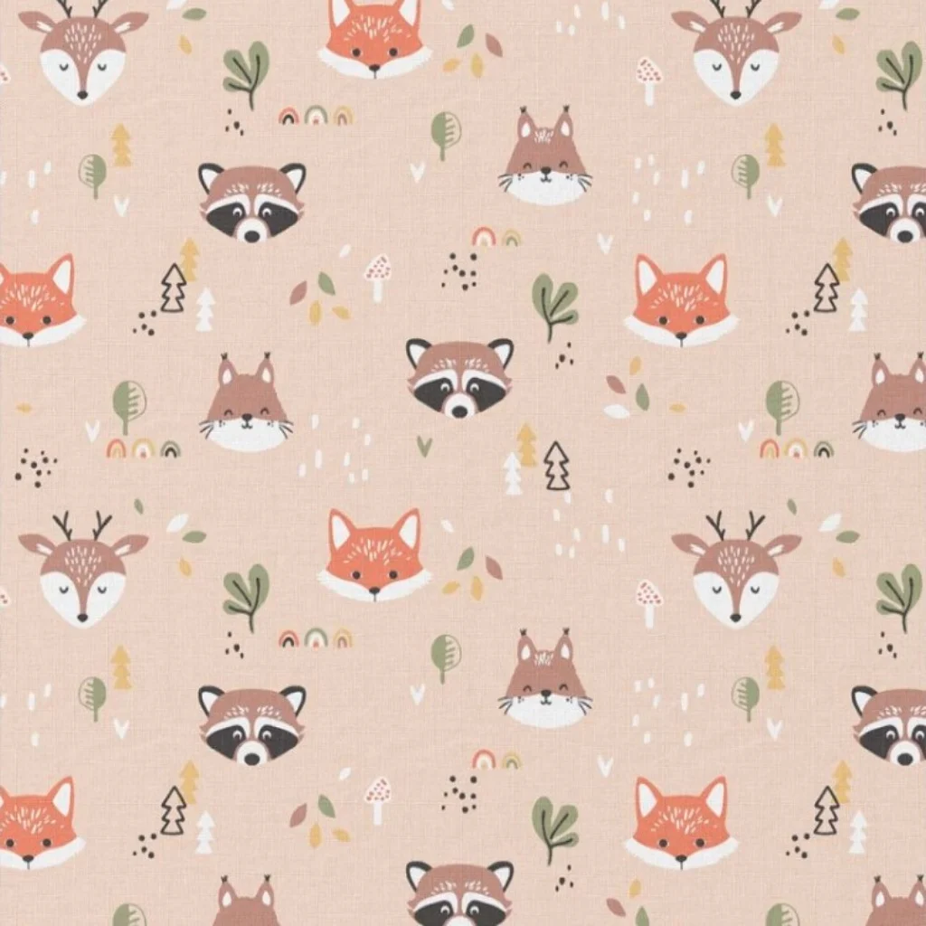 Ποπλίνα 100% Βαμβάκι - Φατσούλες ζωάκια του δάσους - 1