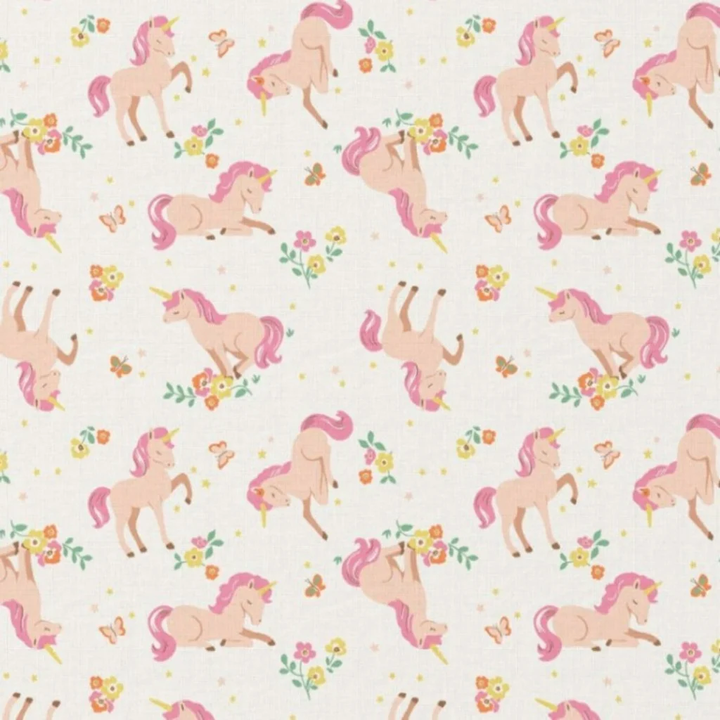 Ποπλίνα 100% Βαμβάκι - Φλοράλ Μονόκεροι - 1