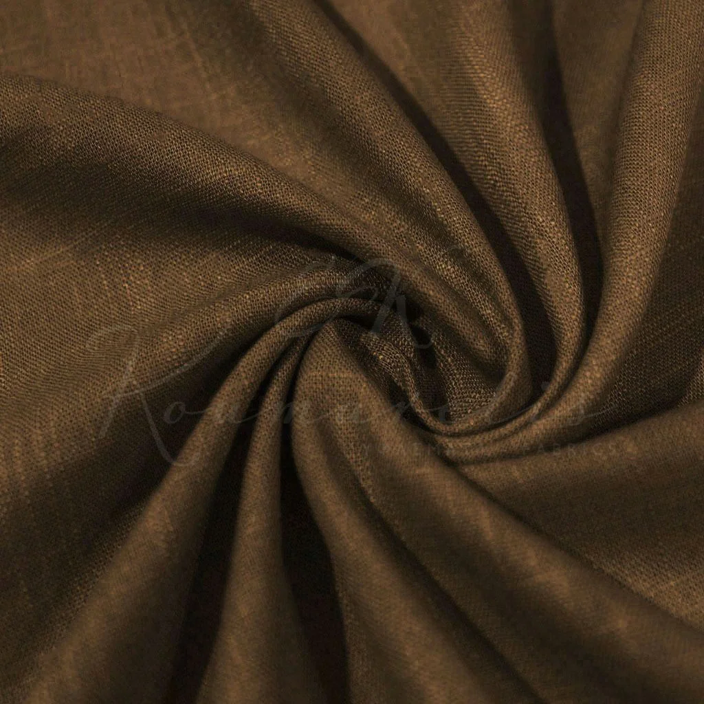 Linen with Viscose - Dark Brown - 1