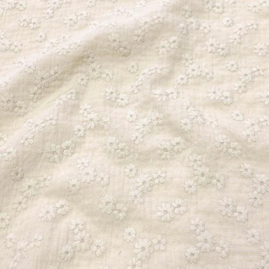 Double Gauze Broderie – Ecru - 1