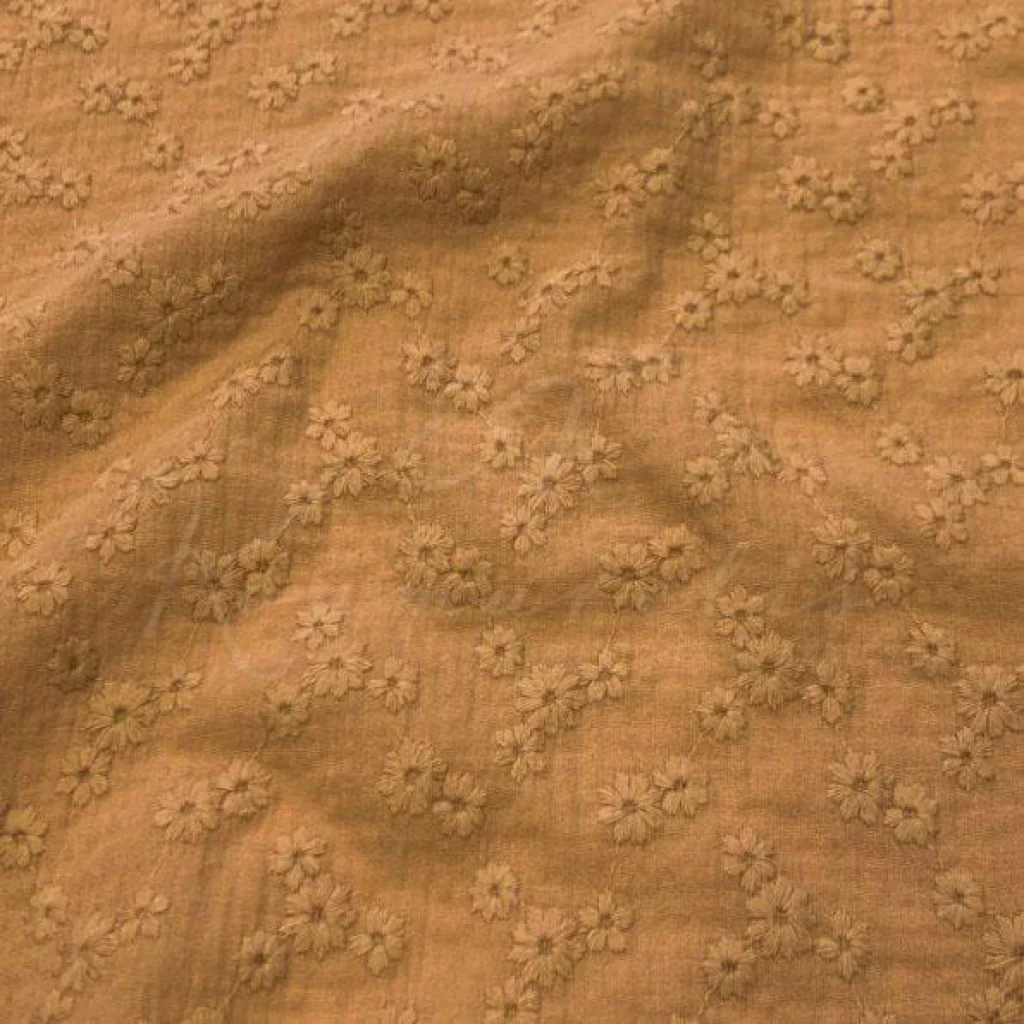 Double Gauze Broderie – Camel - 1