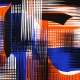Lycra - Geometric Orange/Blue Royal