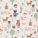 Poplin 100% Cotton - Cross-stitch Style Animals - 1