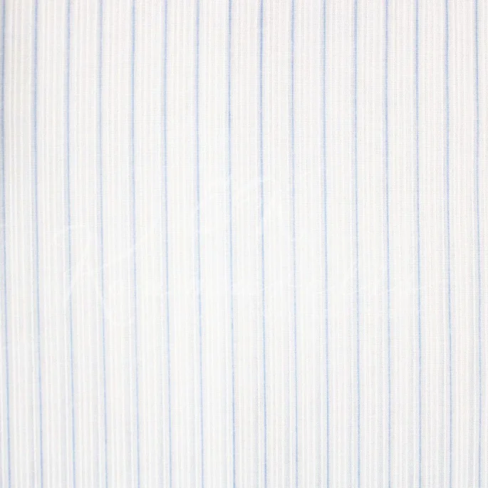 Ποπλίνα Βαμβακερή Λευκό - Παστέλ Γαλάζια Ρίγα