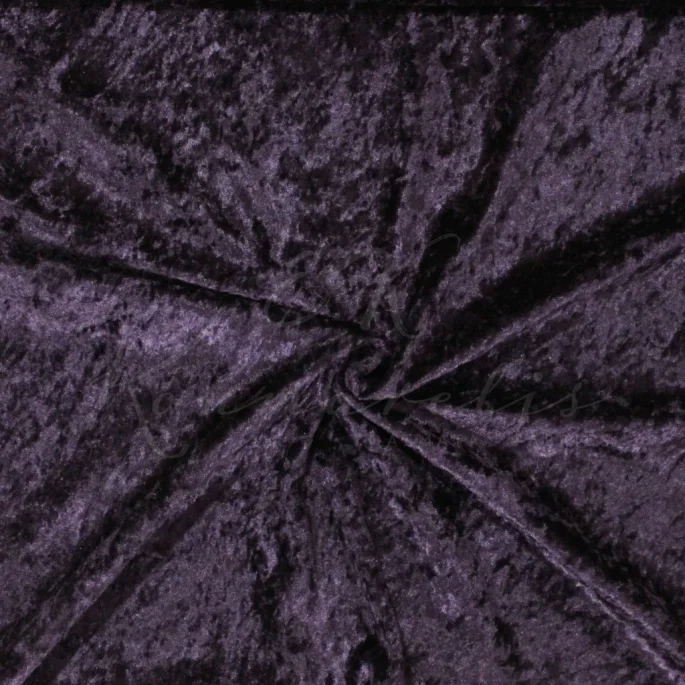 Velvet Crushed Velour - Dark Purple - 1