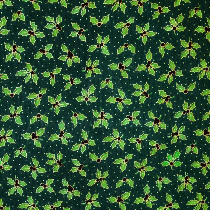 Poplin Christmas - Green Glitter Mistletoe - 1