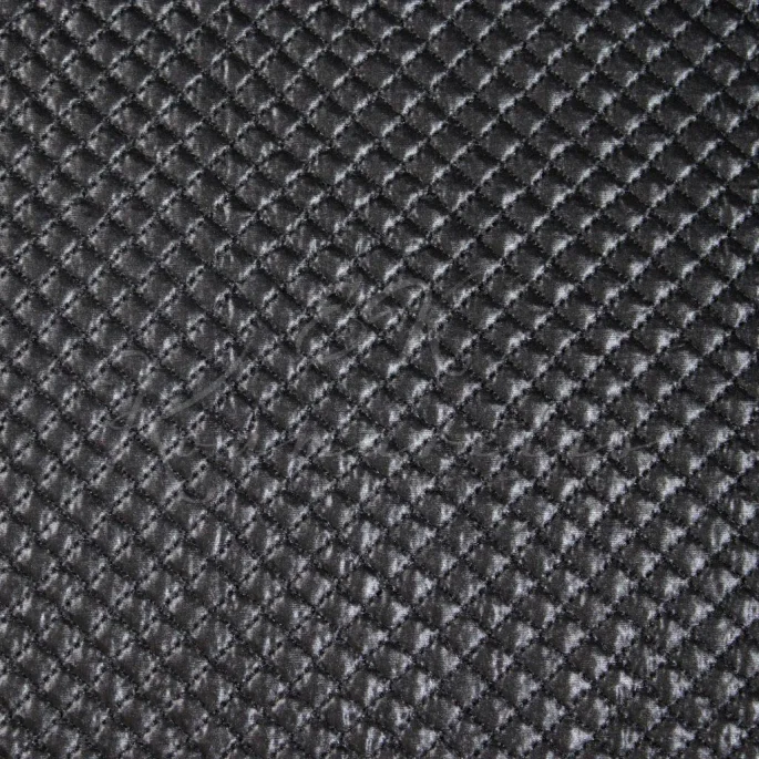 Quilted Satin Lining - Black Rombus