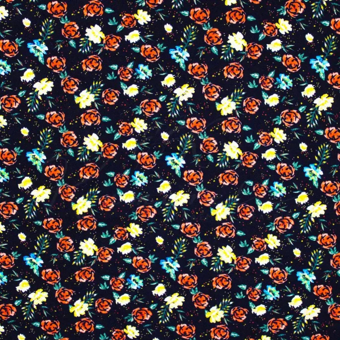 Viscose - Black with Small Floral