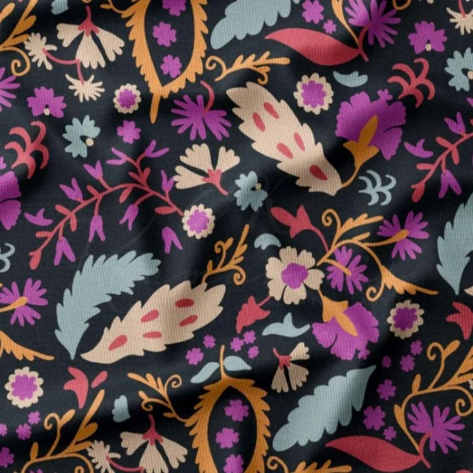 Κοτλέ Χιλιόριγο - Φλοράλ Μωβ Πολύχρωμο