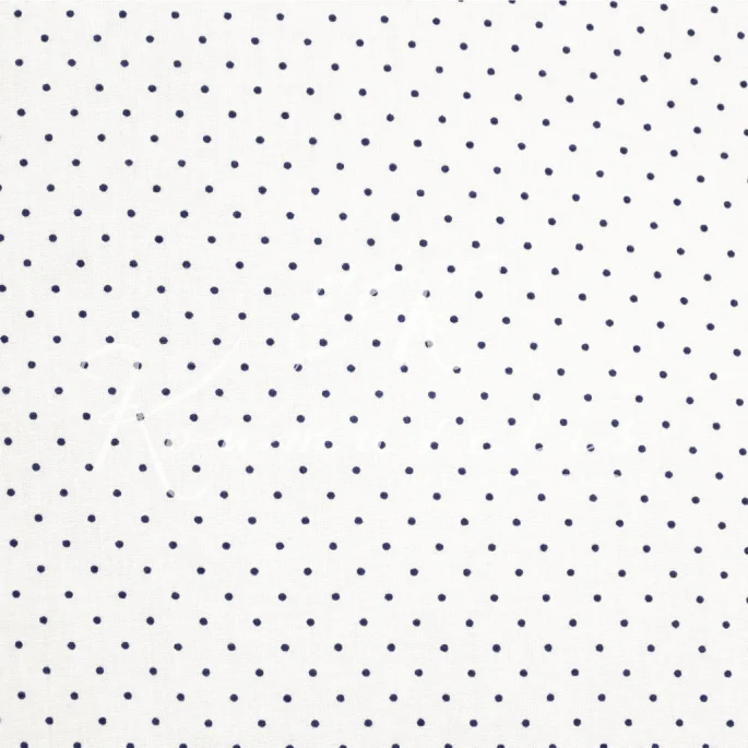 Cotton Poplin - Dark Blue Polkadot